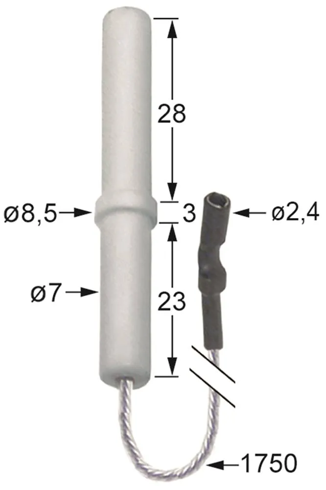 Zündelektrode für Silko CCG9046, CCG1045 Anschluss Flachstecker 2,4mm