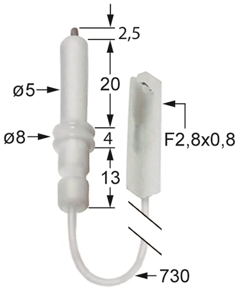 Zündelektrode für MBM-Italien G6SFEA6, G6SF6, G6SFE6, Dexion ME066 5mm