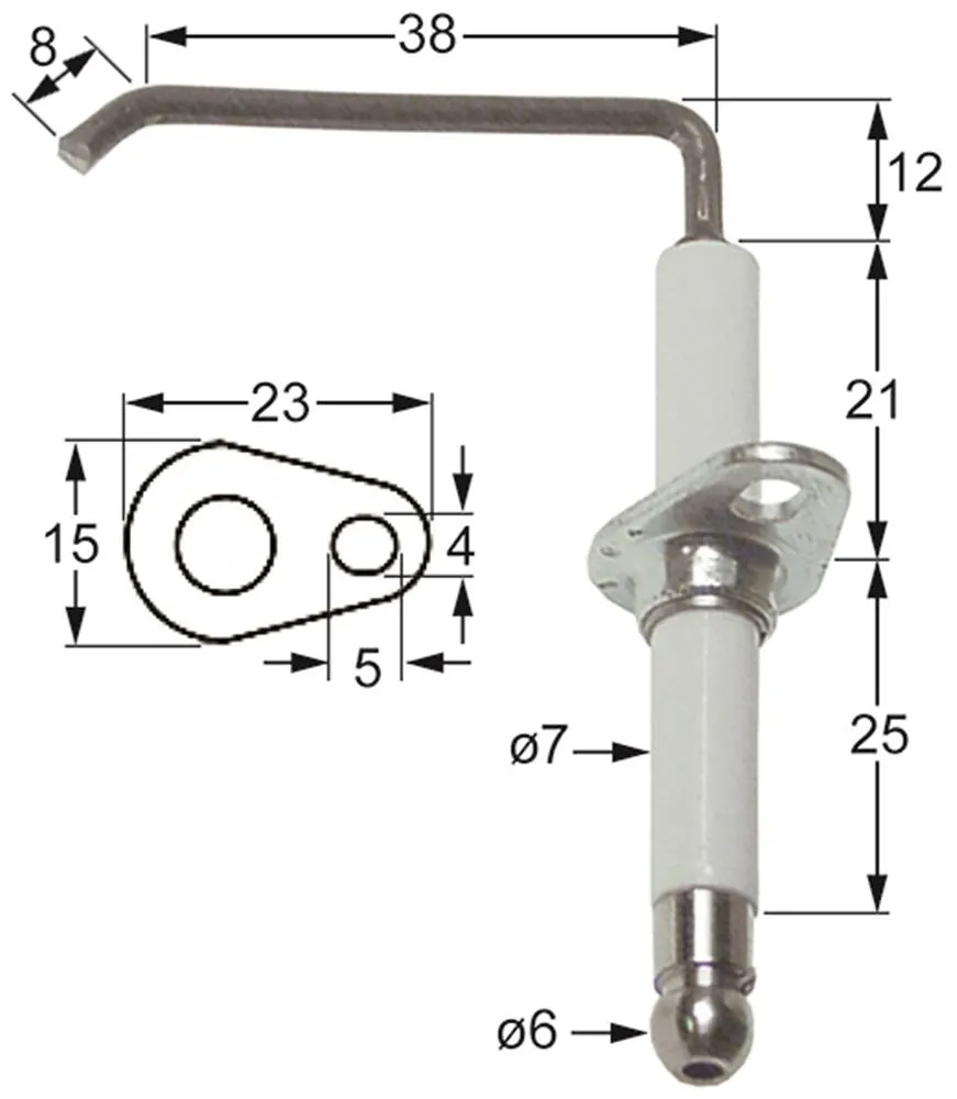 Ambach Zündelektrode für Fritteuse GF1-45, GF1-45-D Anschluss ø 6mm