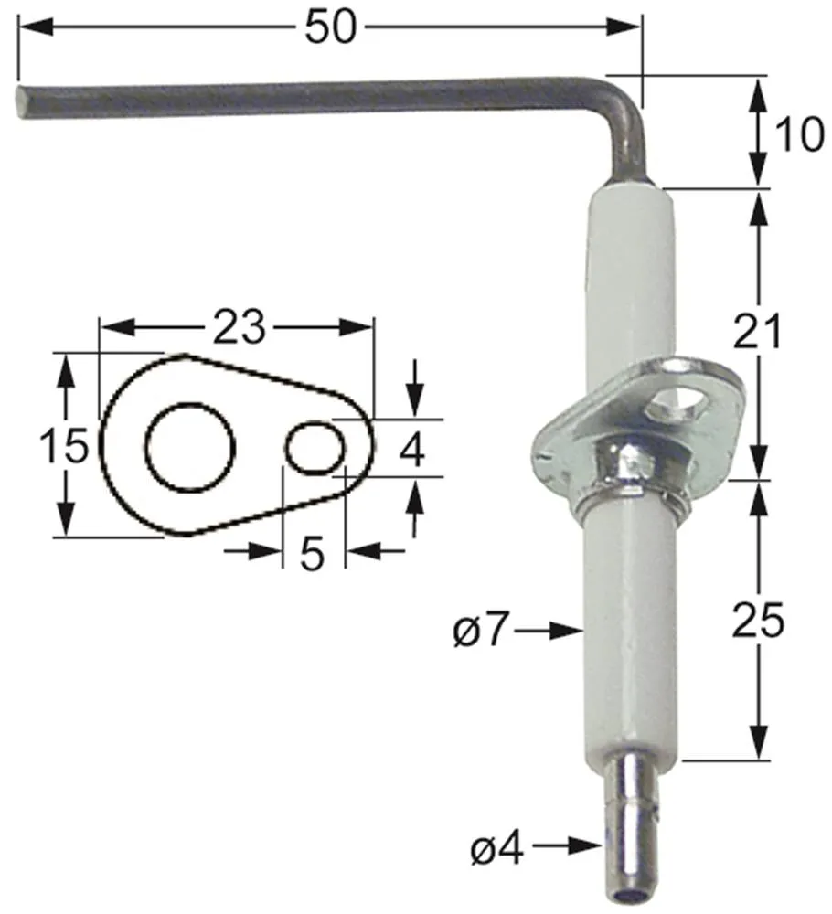 Ambach Zündelektrode für Fritteuse GF1-45, GF1-45-D Anschluss ø 4mm