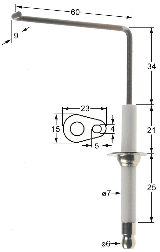 Ambach Zündelektrode für Kippbratpfanne Gas TPG-80 Anschluss ø 6mm 7mm