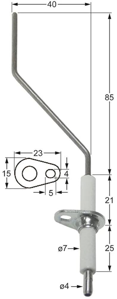 Ambach Zündelektrode für Kochkessel GSK100, GSK-100-80 Anschluss ø 4mm