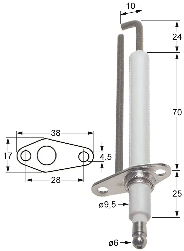 Zündelektrode für Kochkessel MKN 1462802B00, 2062804B07 L1 24mm