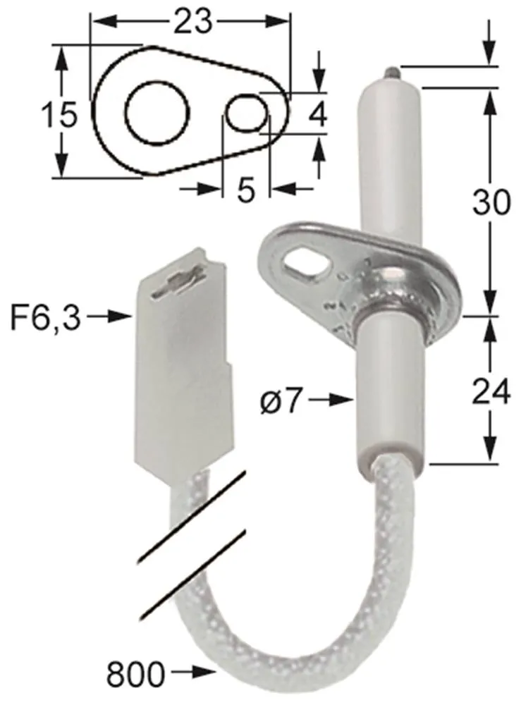 Zündelektrode für Kombidämpfer Inoxtrend MDP-6G Körperlänge1 30mm 7mm