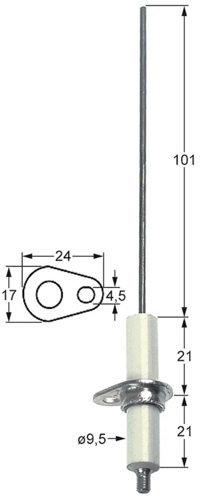 Zündelektrode für Kochkessel Bertos G7PI Anschluss M4 L1 101mm ø 9,5mm