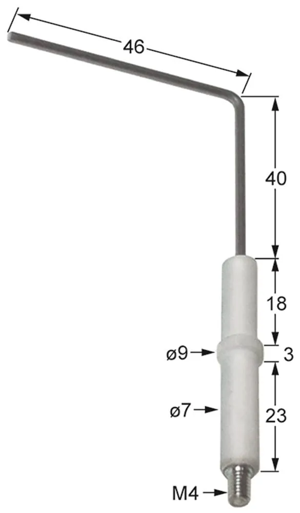 Zündelektrode für Kombidämpfer Giorik VG06MX, VG10MX, VG20MX L1 40mm