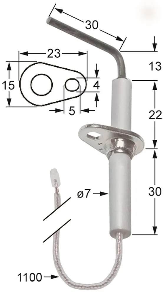 Zündelektrode für Kombidämpfer Olis CVP6G, CVP21GS2, FCV6G, Baron 7mm