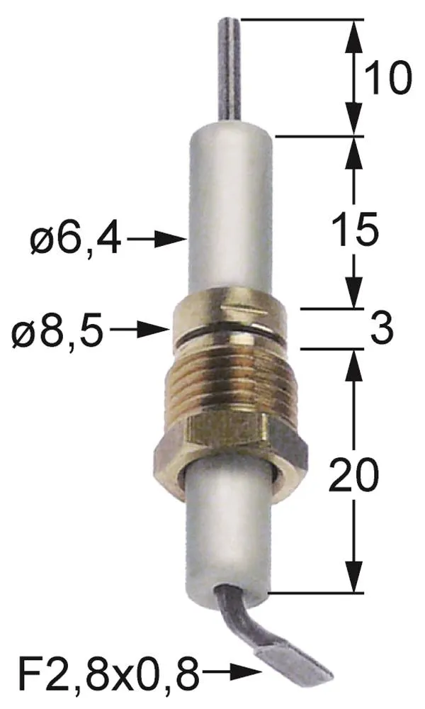 Zündelektrode für Falcon G3830, G3865, G3860, Lincat DF4, DF7 L1 10mm