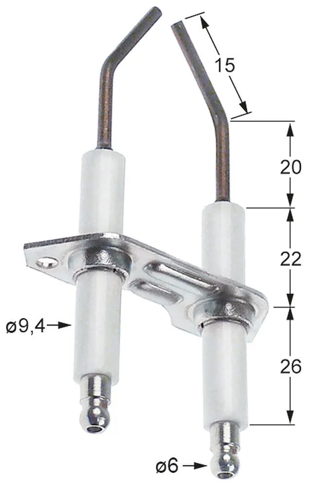Zündelektrode für Unox XBC815G, XVC715G Anschluss ø 6mm L1 20mm