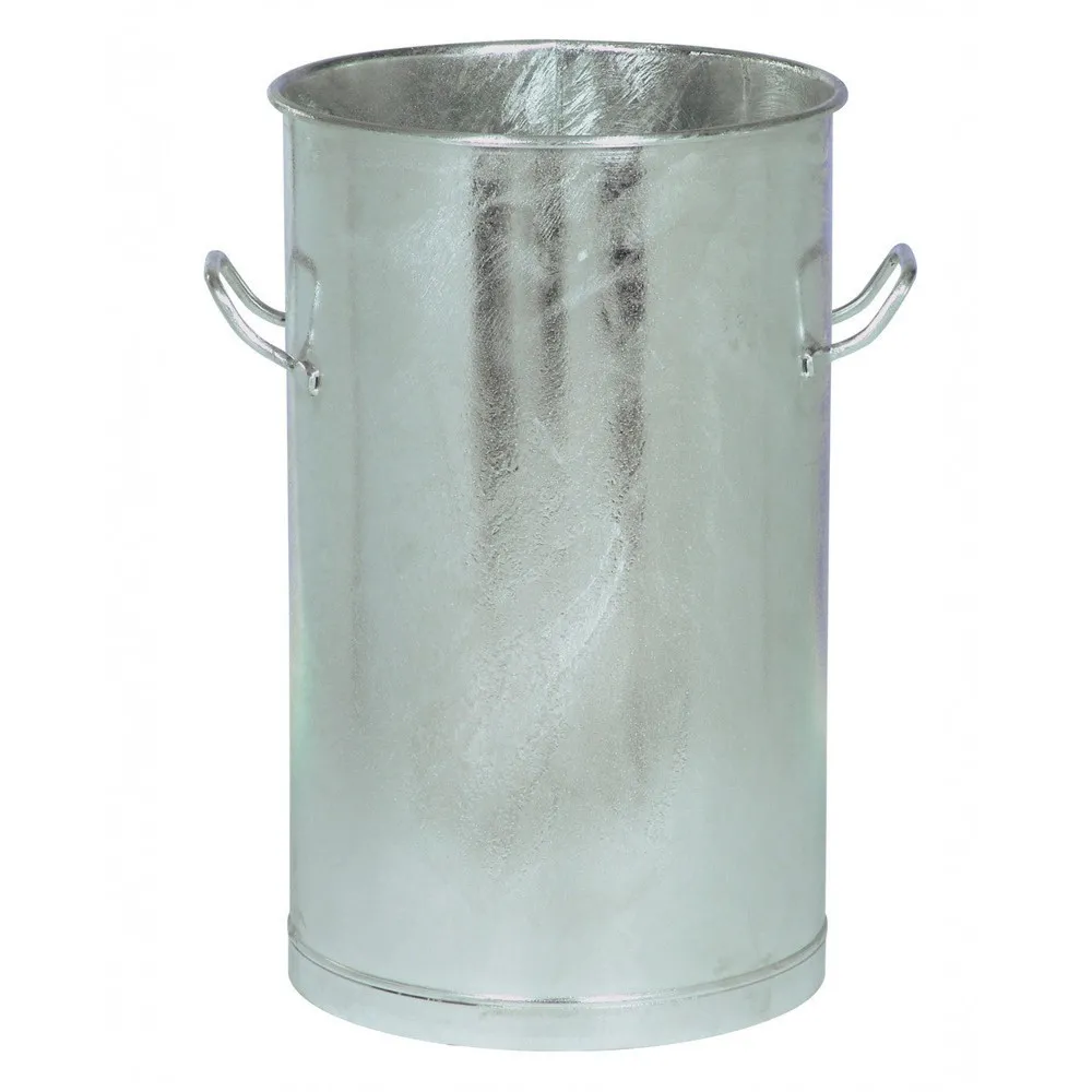 Abfallsammler mit Tragegriffen, Stahlblech, feuerverzinkt, ohne Deckel, 60 Liter