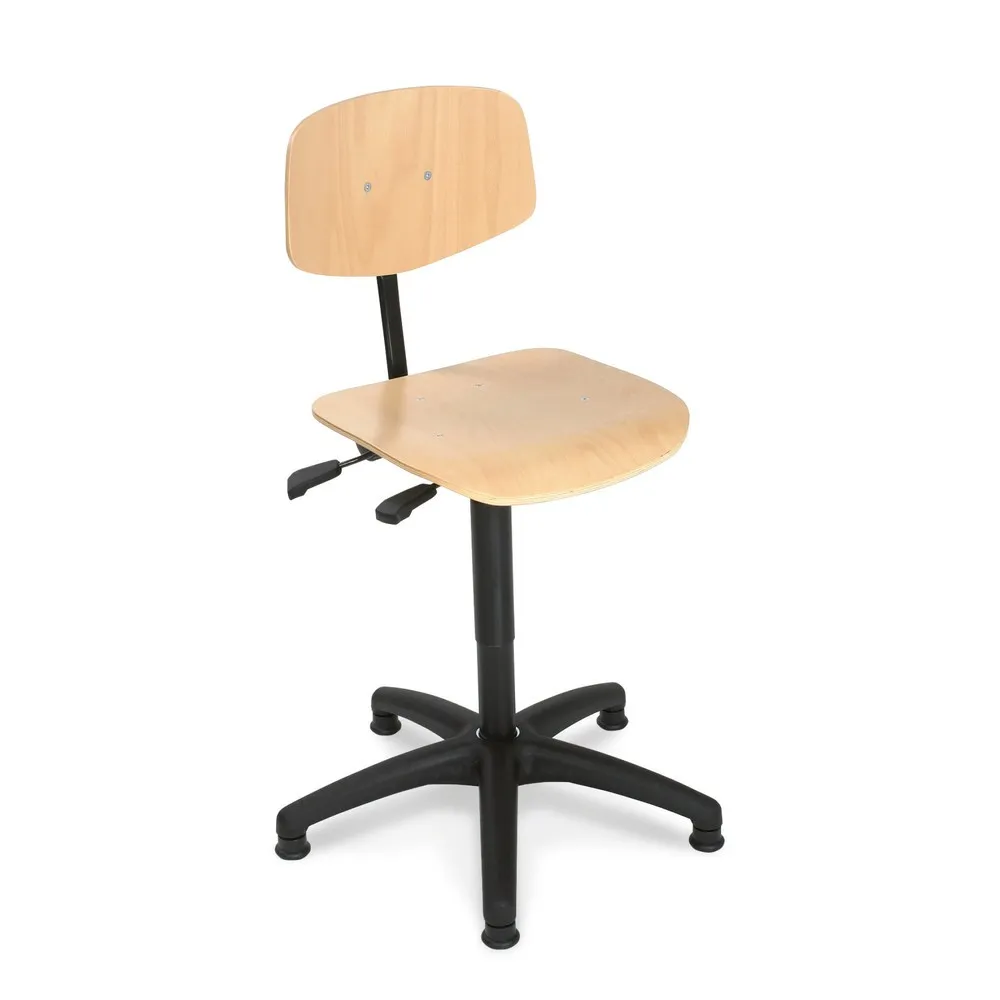 Arbeitsdrehstuhl Easy Buche, Sitzhöhe 430-630 mm, Kunststoffbasis, Bodengleiter
