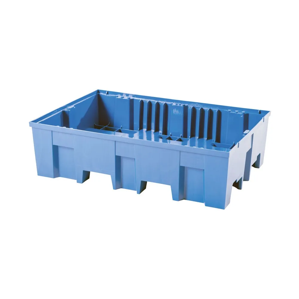 asecos® Auffangwanne aus PE mit Einfahrtaschen, 1x 200 l, HxBxT 350 x 865 x 1.245 mm, ohne Gitterrost