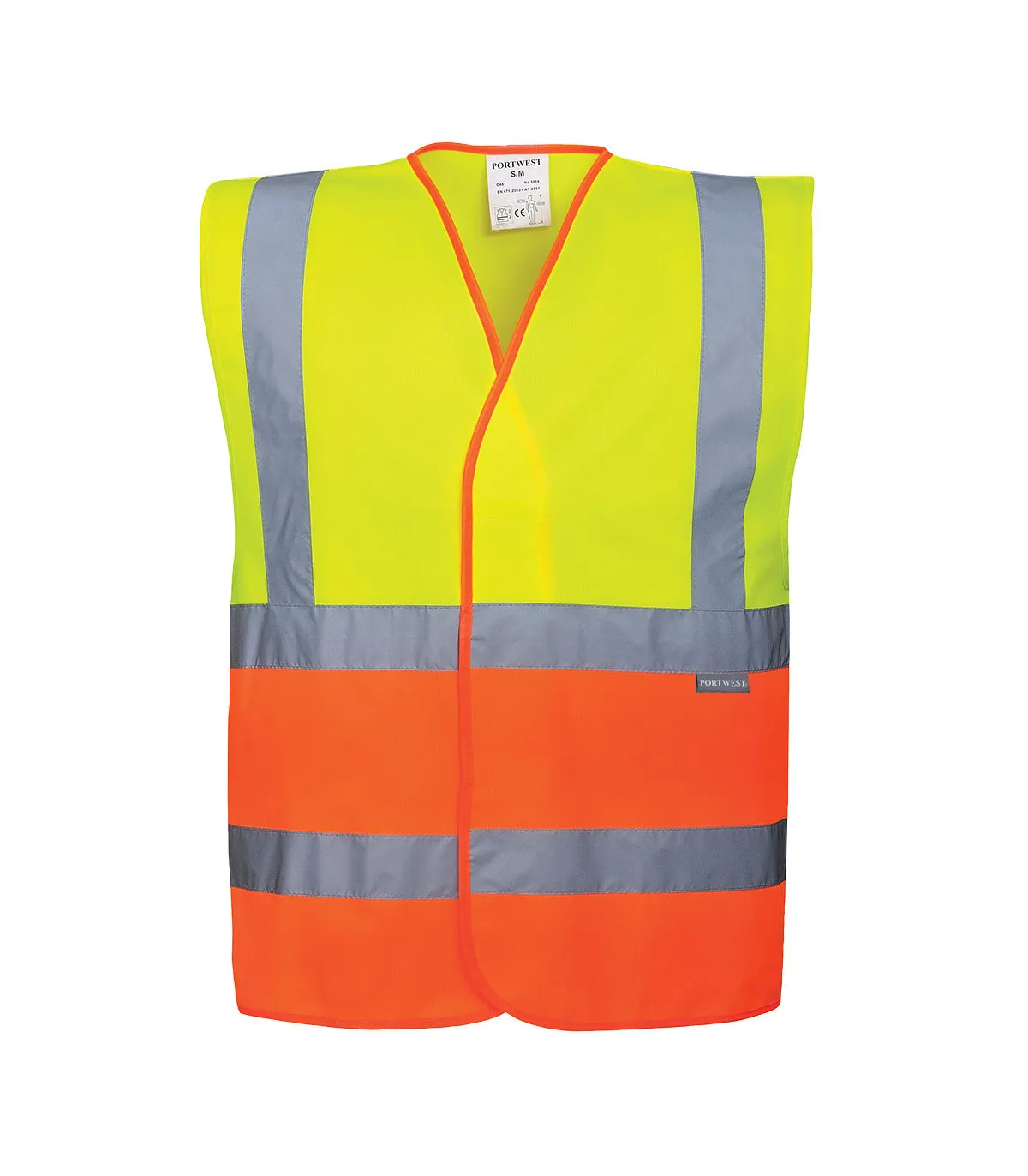 A.V zweifarbige Weste mit reflektierenden Bändern, orange gelb PORTWEST C481