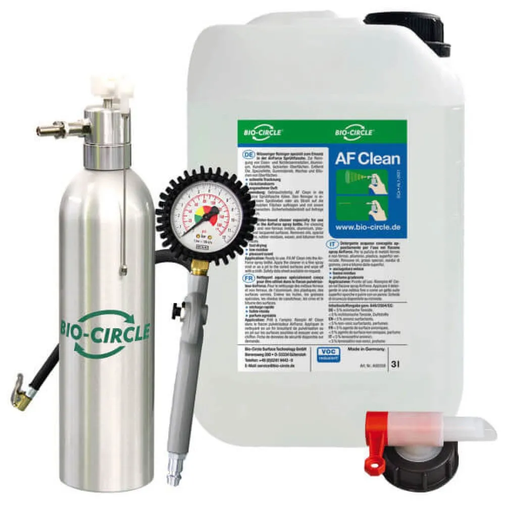 BIO-CIRCLE AIR FORCE Starterset, Air Force + 3 l AF Clean + Reifenfüller mit Adapter + Ablass-Hahn
