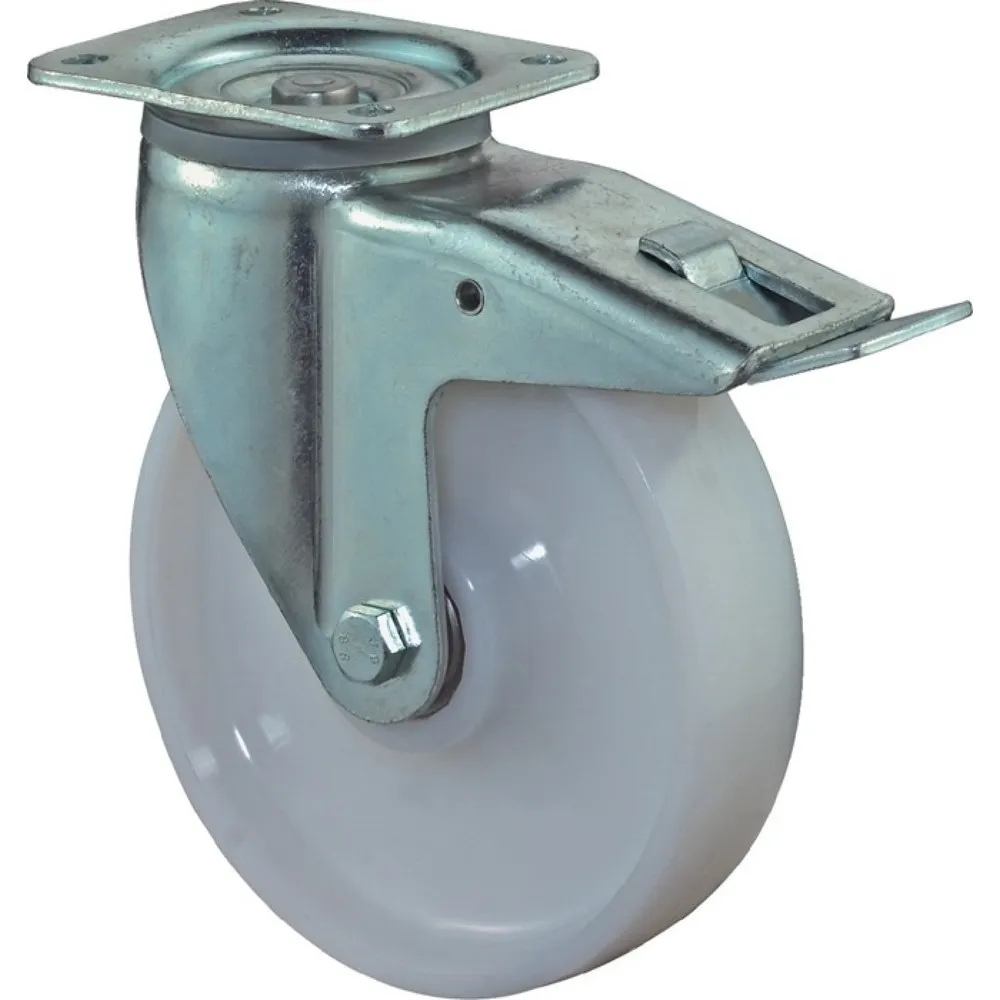 BS ROLLEN Schwerlastlenkrolle, mit Feststeller Kunststoff, Rad-Ø 200 mm Tragfähigkeit 1000 kg, 135x110mm