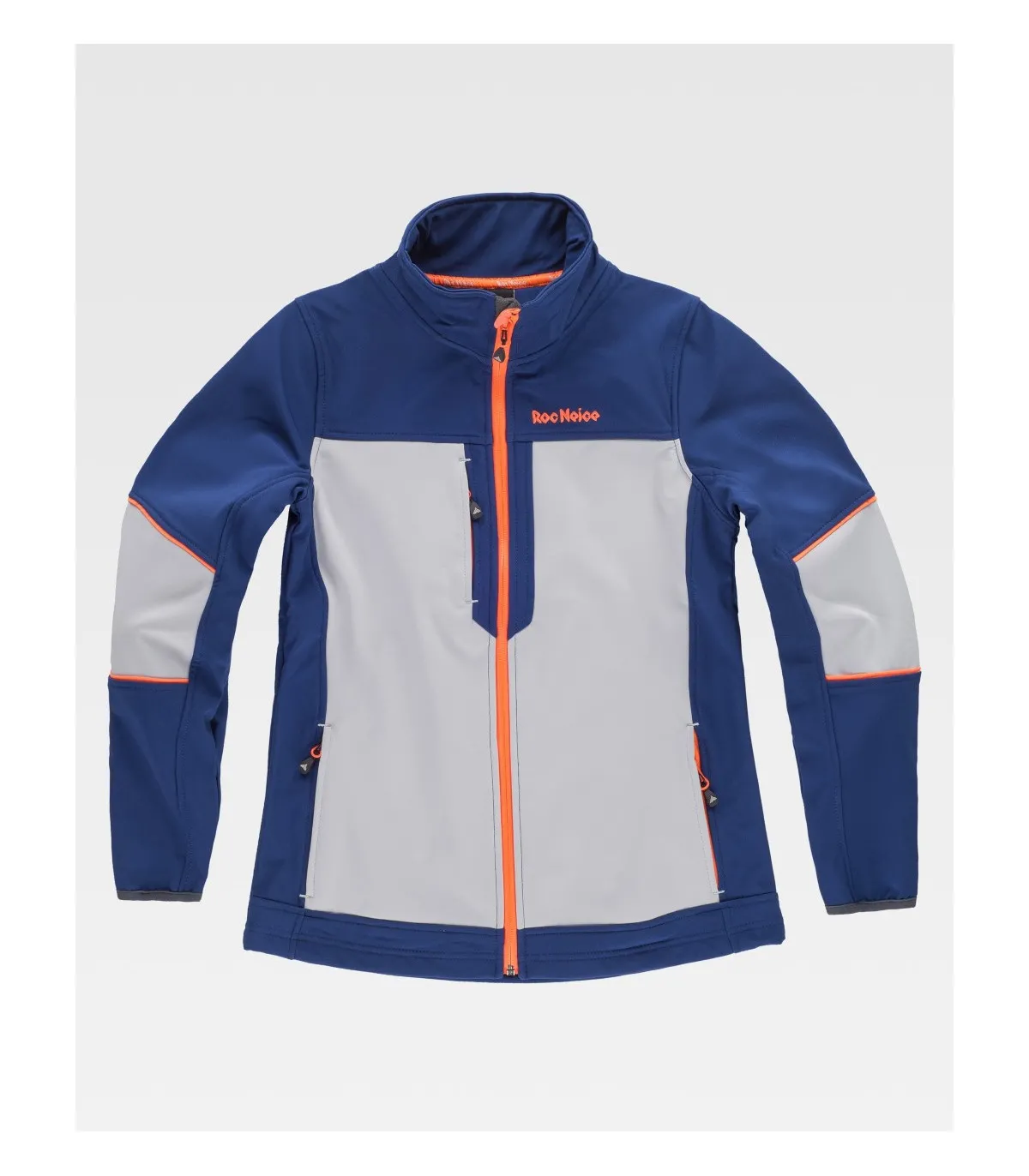 Dreifarbige Frauen Softshell. Hoher Hals mit benutzerdefinierten Bandabdeckungen in RN1010001