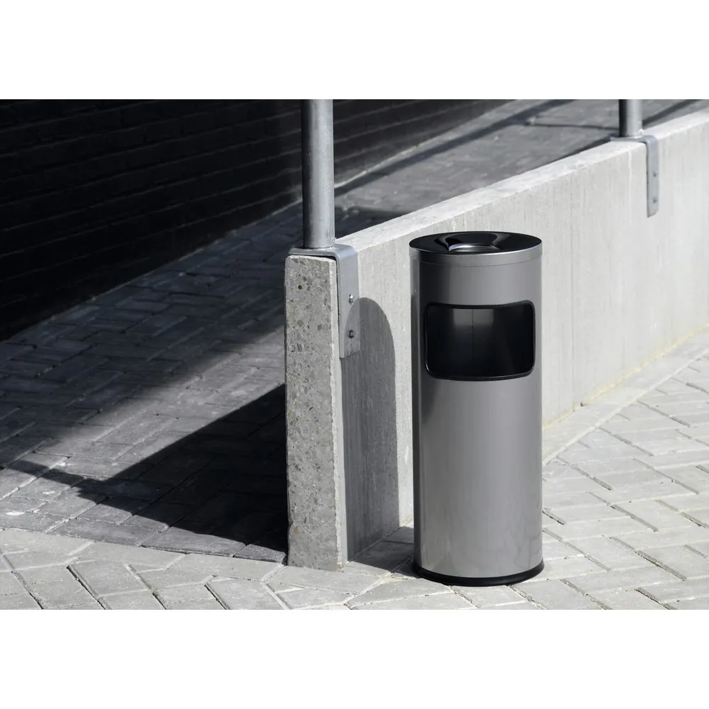 DURABLE Papierkorb Safe mit Ascher rund, metallic silber