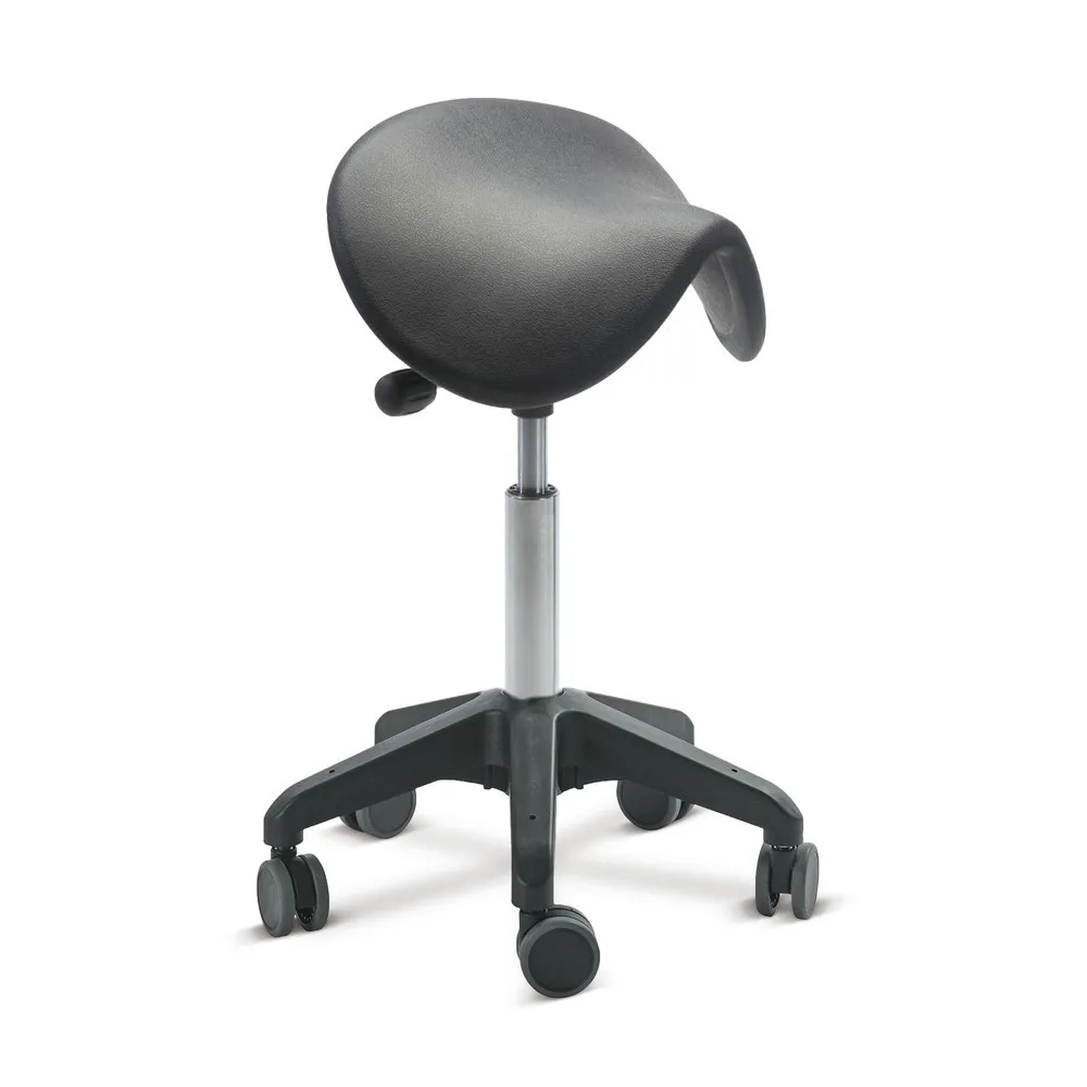 Global Stole A/S Hocker Ergonomic, PU-Sattelsitz, Sitzhöhe 470-600 mm, Rollen, schwarz