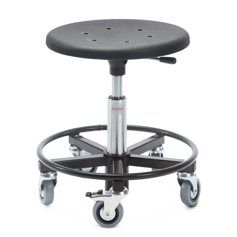 Global Stole A/S Hocker, PU-Formsitz Ø 400 mm, Sitzhöhe 380-510 mm, Fußring