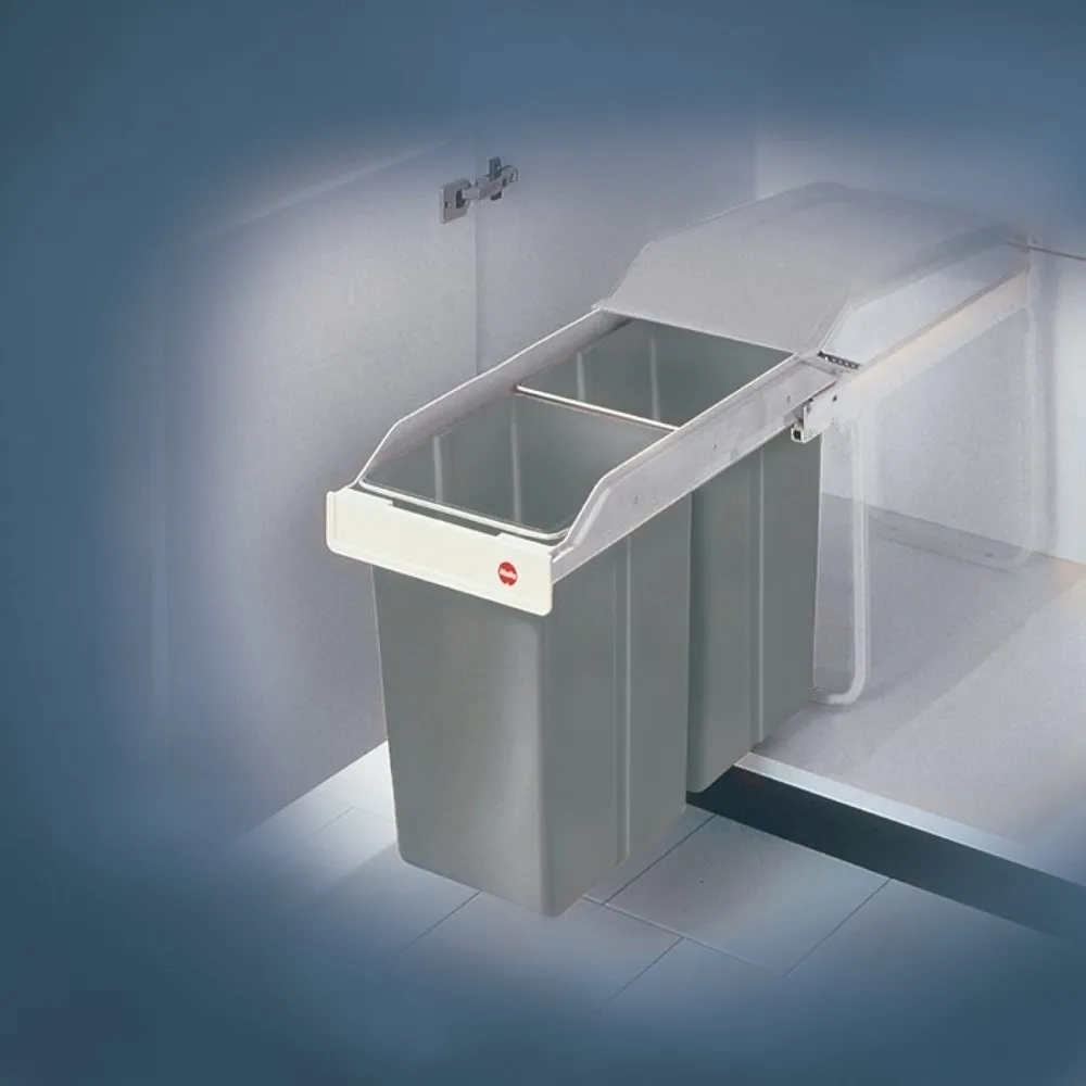 Hailo Abfallsammler Multi-Box, f.Unterschränke ab B.300 mm, 2 x 15 l B260xT510xH460mm grau