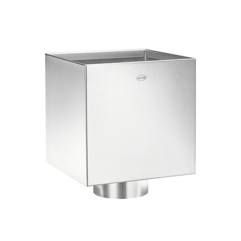 GRÖMO® Zink Wasserfangkasten ø100 Flachdach kubisch mit Zulauf ø75, Dichtung 200x200x200, 63170