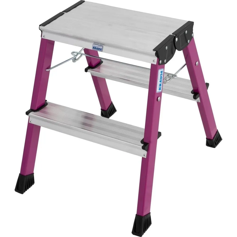 KRAUSE® MONTO Doppel-Klapptritt Rolly 2x2 Stufen Pink
