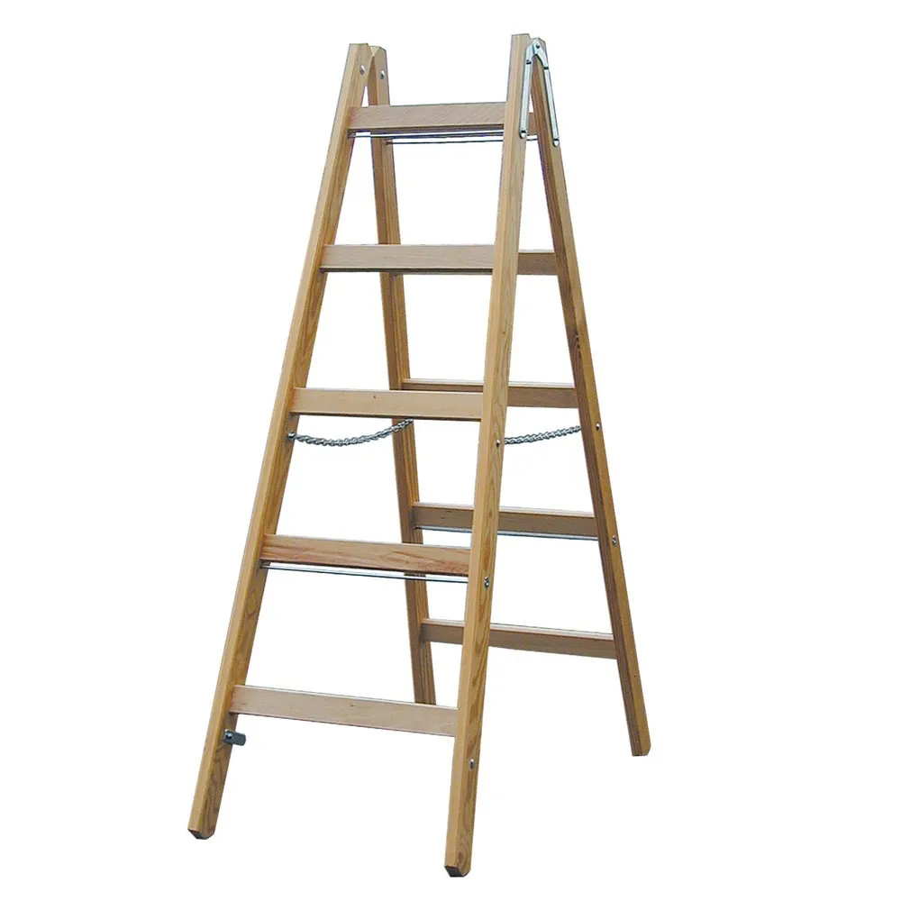 KRAUSE® STABILO Holz-Sprossenleiter, 2-seitig begehbar, Standhöhe 0,75 m