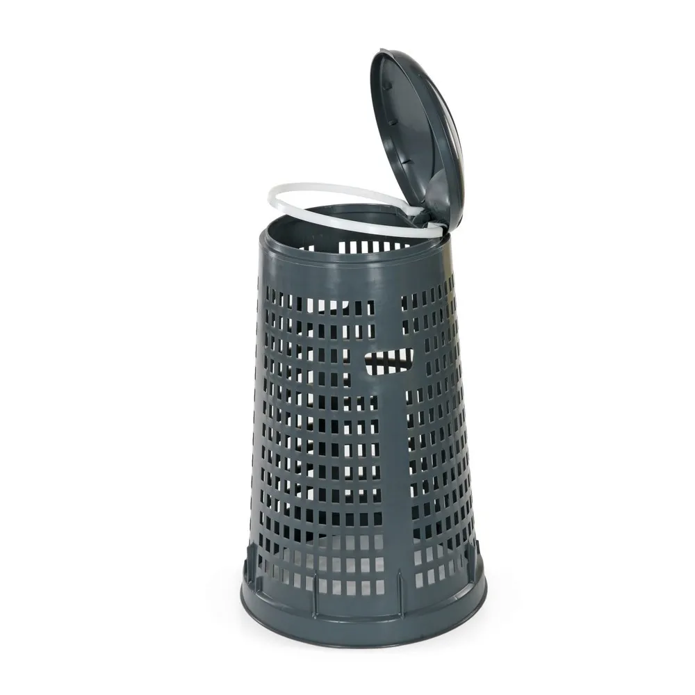 RENNER Abfallsammler aus Polyethylen, stapelbar, Korbgehäuse, mit Kunststoffdeckel