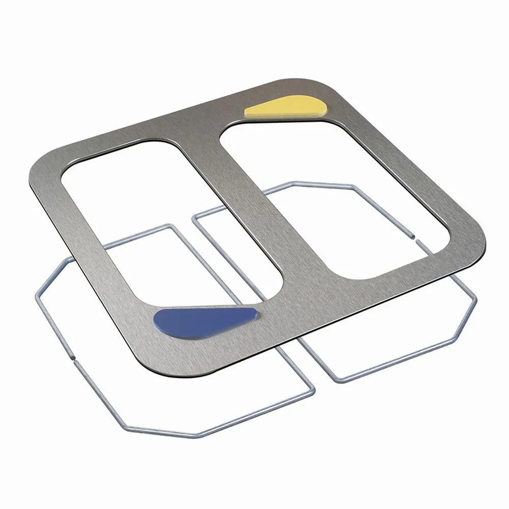 TKG Design-Abfall-Trennsystem PURE Deckel Silber Satin für Einzelbehälter, 2 Abfall-Einwurföffnungen