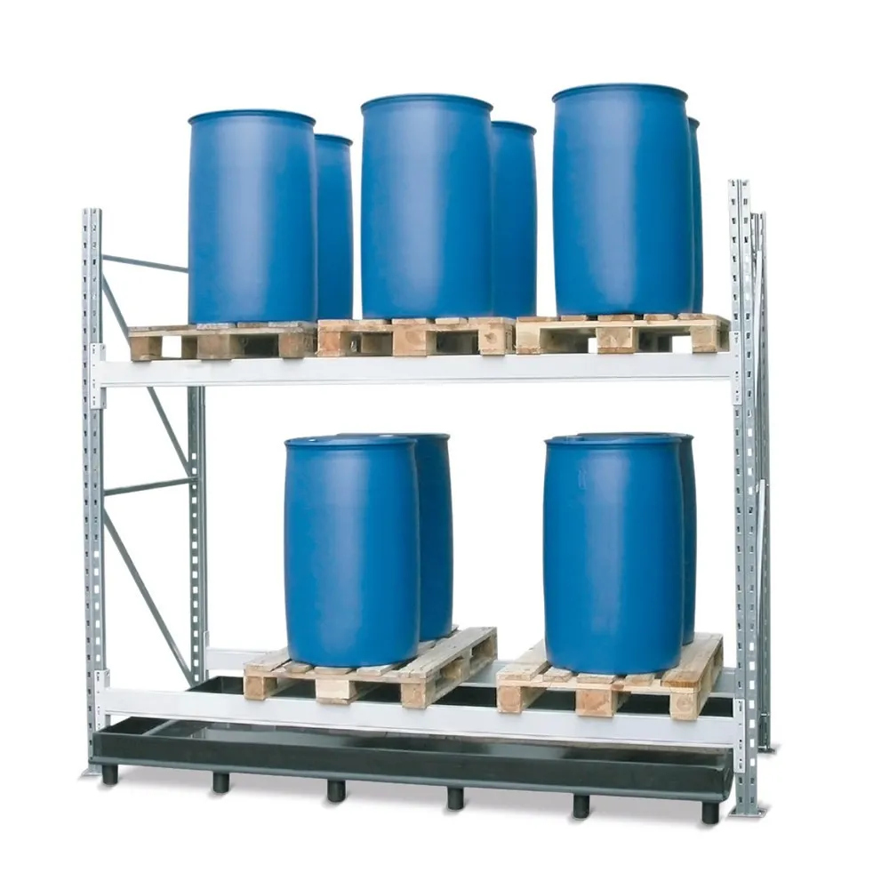 Weber Kunststofftechnik Regalboden-Auffangwanne aus PE, unterfahrbar, HxBxT 220 x 2.680 x 1.340 mm, Auffangvolumen 240 l, ohne Lochplatte