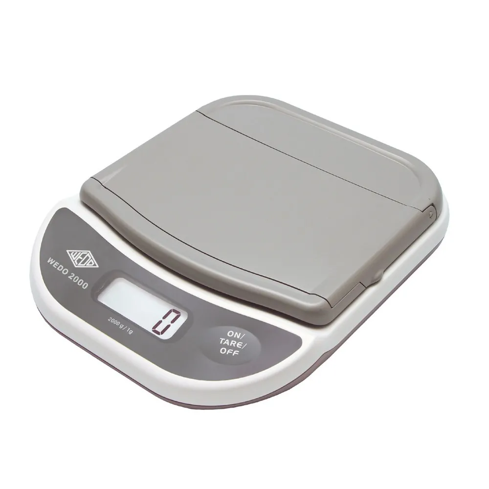 WEDO® Brief- und Päckchenwaage 2000, mit aufklappbarem Wiegeteller, TK 2 kg, Ziffernschritt 1g