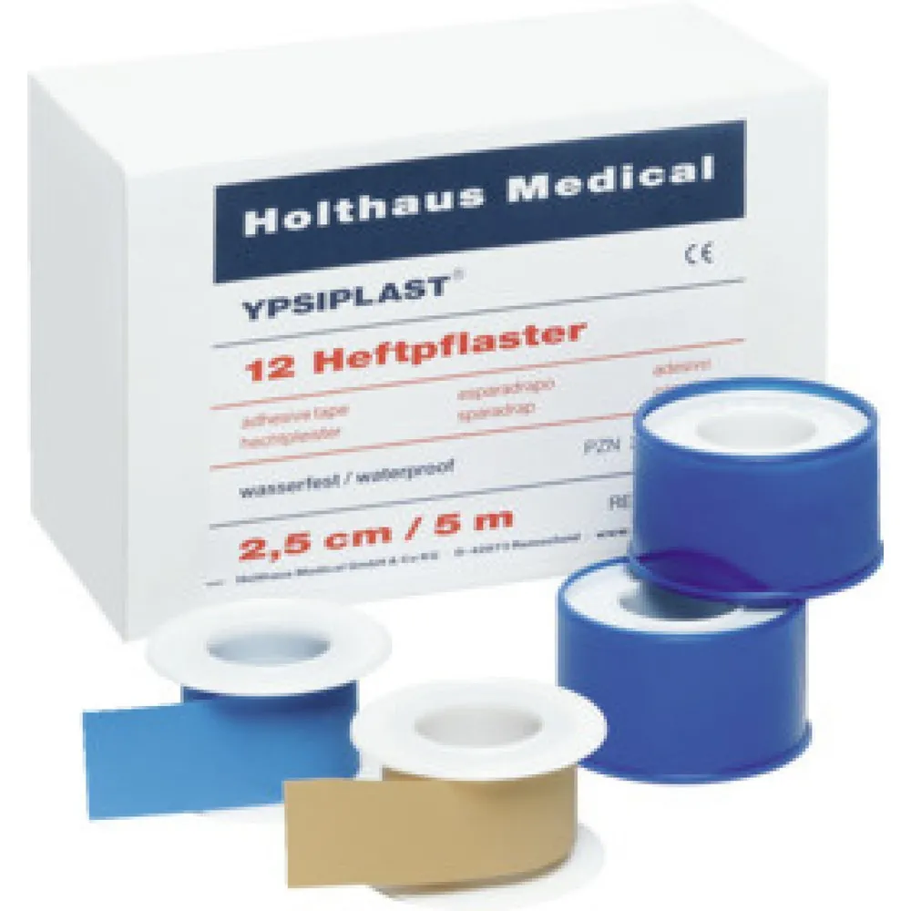 Ypsiplast Heftpflaster hautfarben, 1 VE = 12 Stück, Größe: 2,5 cm x 5 m