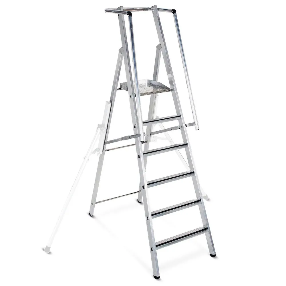 ZARGES Stationäre Podestleiter, mit Sicherheitsgeländer, Standhöhe 0,52 m