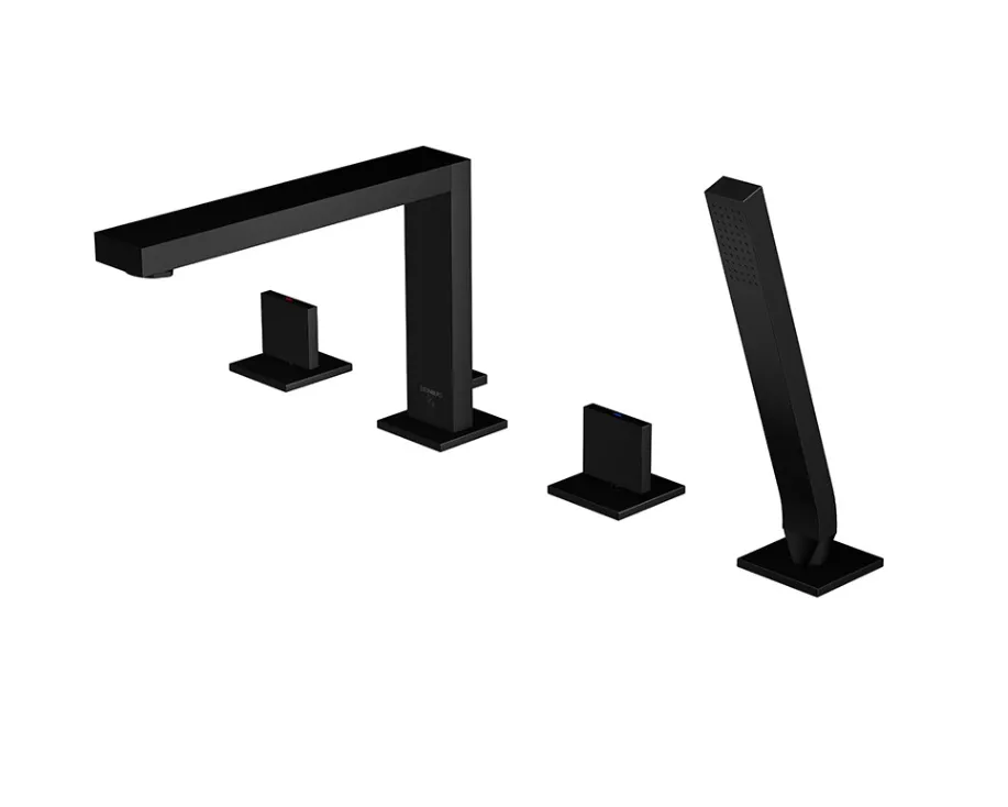 Steinberg Serie 160 4-Loch Wannenrand-Armatur, Ausladung 210mm, matt black, 160 2402 S