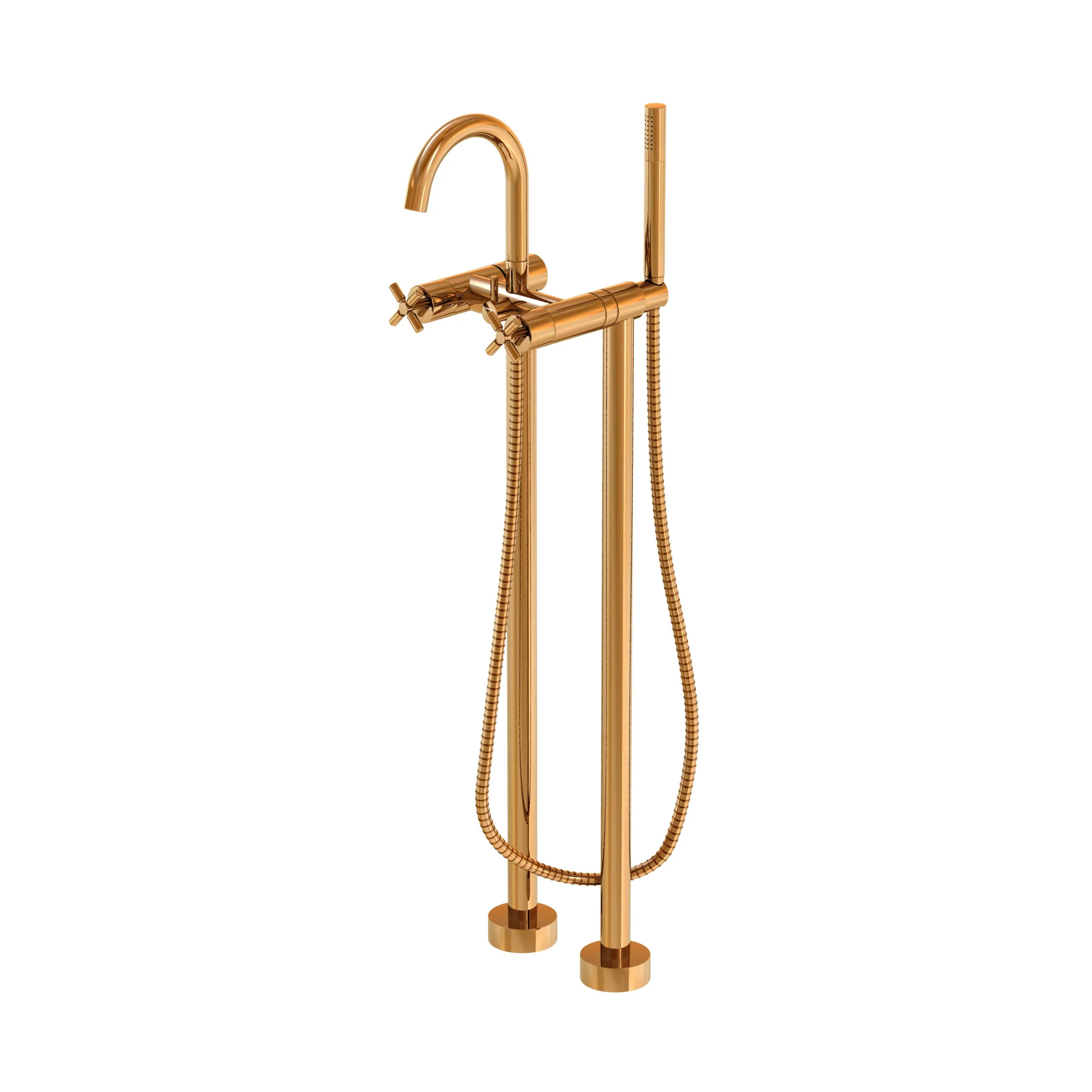 Steinberg Serie 250 Freistehende Wanne / Brause-Armatur mit Umsteller, rose gold