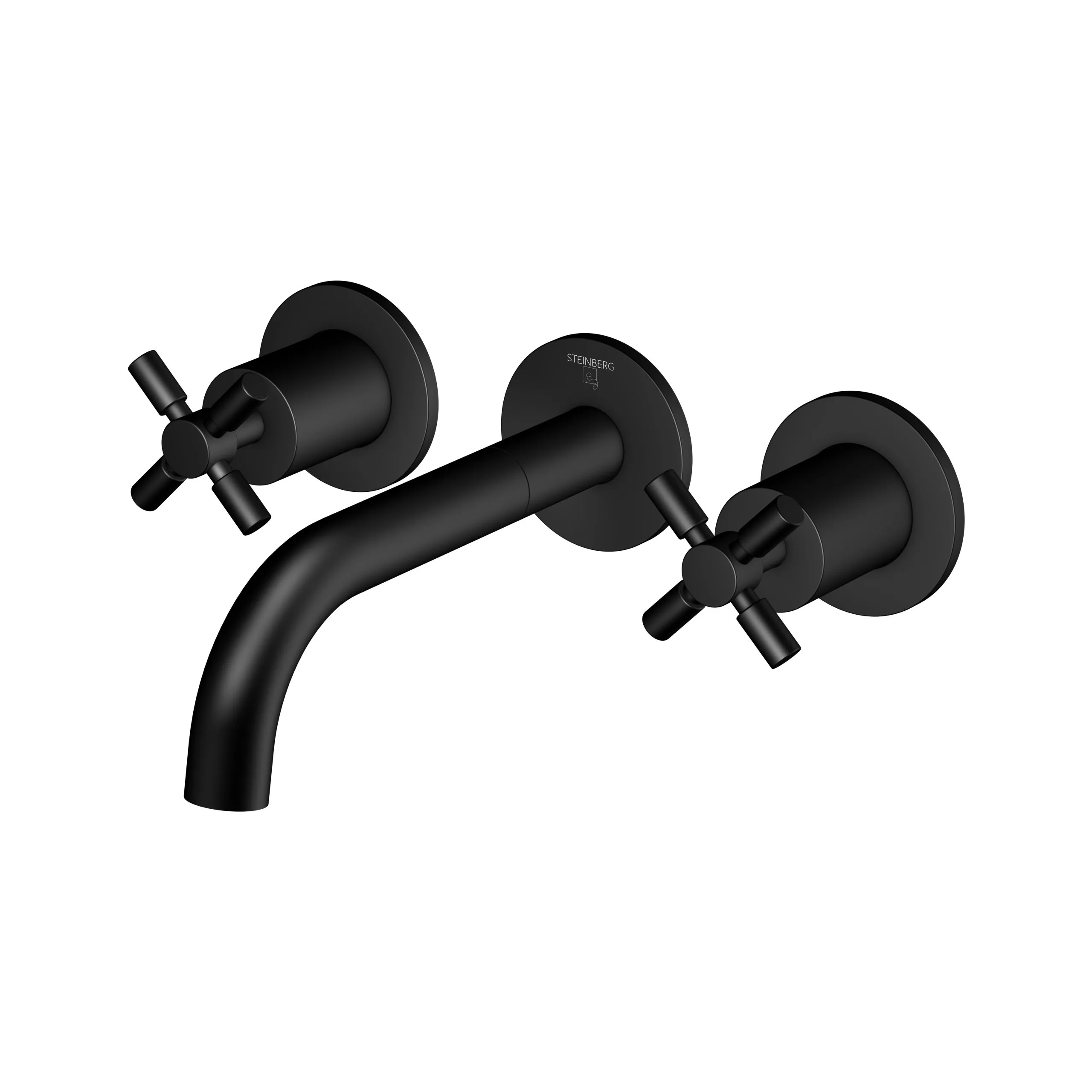 Steinberg Serie 250 3-Loch Waschtischwandarmatur "neuer UP Körper" 195mm Auslauf, matt black