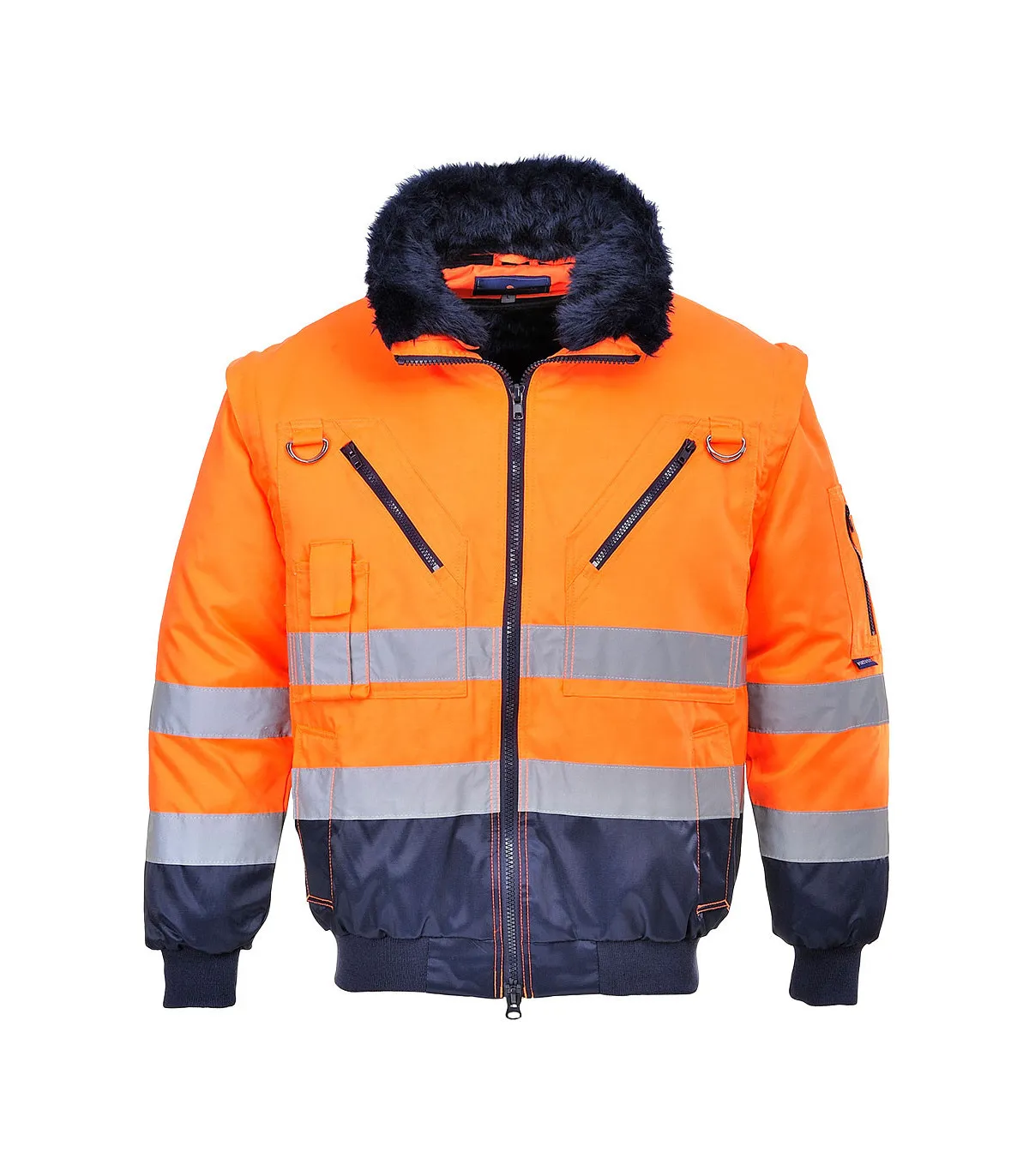 3 in 1 hoher sicht, abnehmbarer lanosehals mit reflektierenden bändern PORTWEST PJ50