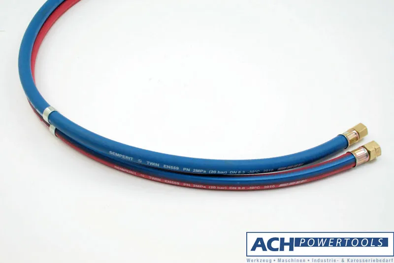 ACH Zwillingsschlauch Aze. 9x3,5mm O2 6,3x5,0mm 50 Meter fertig mit Anschlüssen 520908