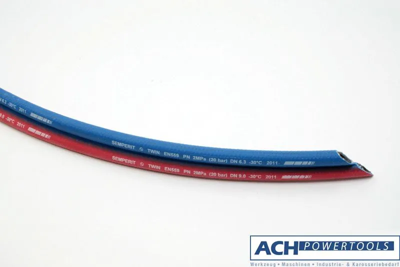 Zwillings Schweissschlauch Meterware rot 4x3,5 und blau 4x3,5mm - 520929