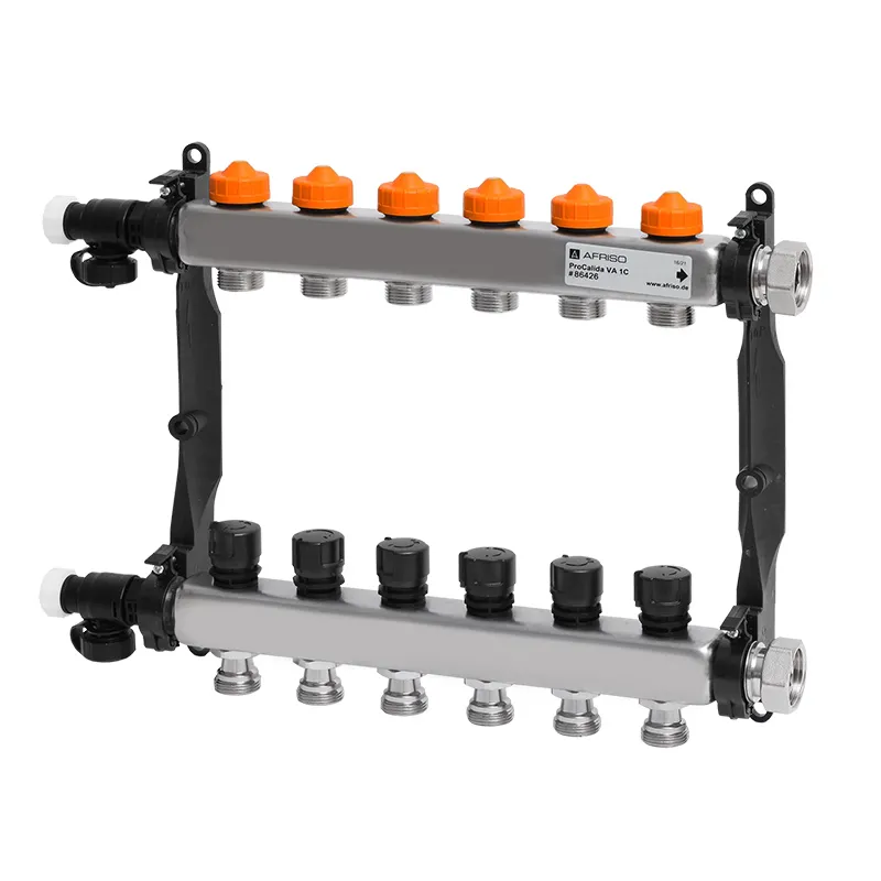 Afriso Edelstahl-Heizkreisverteiler ProCalida® VA 1C Vario-DP 6 Heizkreise 86426