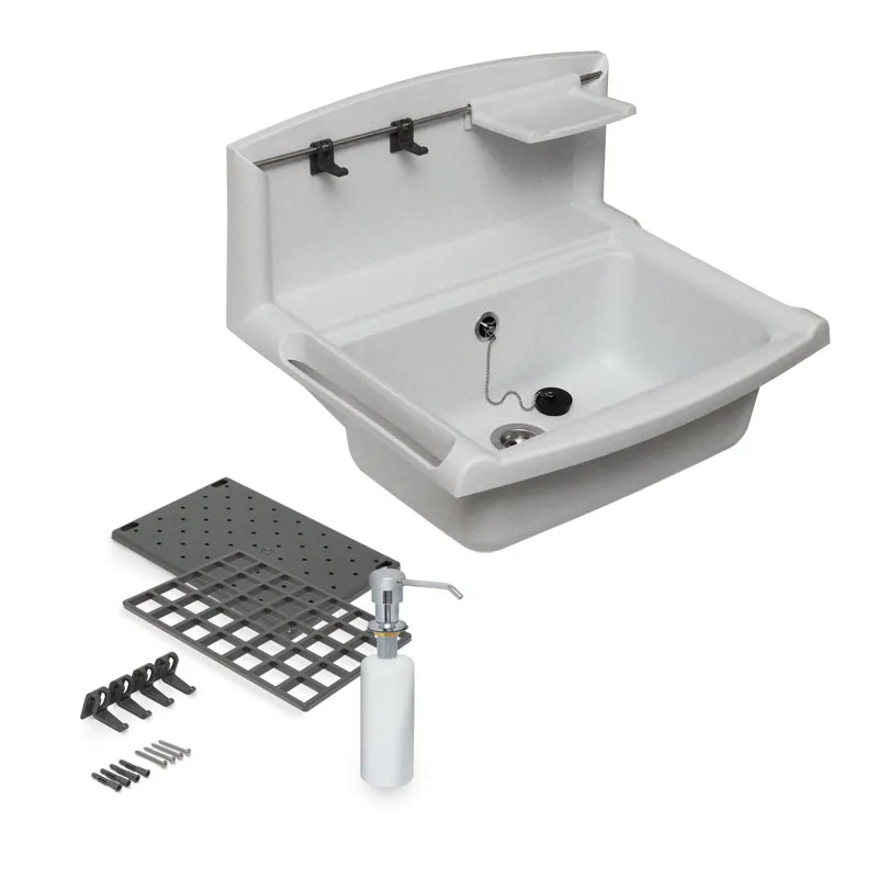 SANIT multiset Funktionsbecken granit 550x450mm Komplettset mit Seifenspender und Ablagen 60005B6009