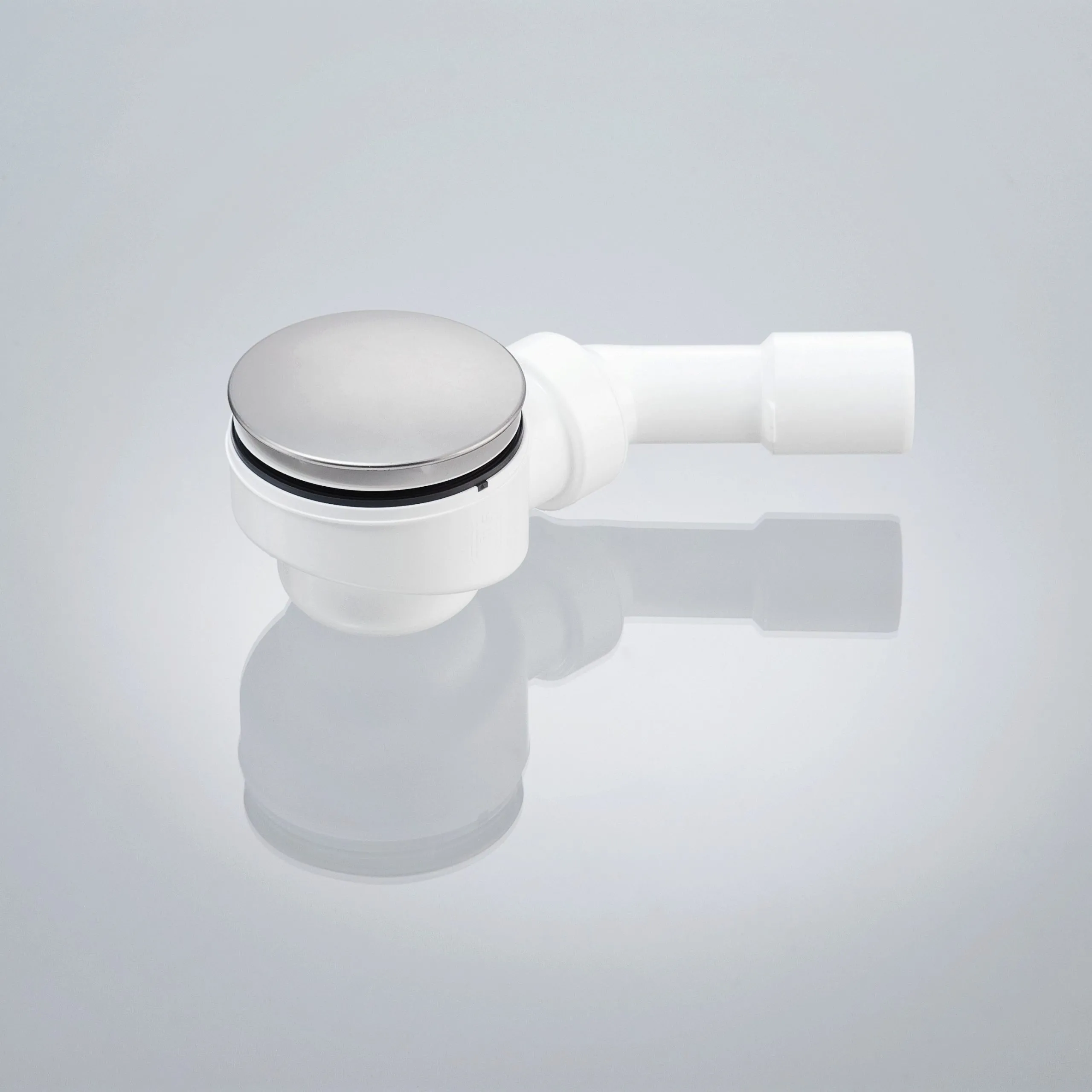 ABLAUFGARNITUR FÜR DUSCHWANNE, SIPHON, DUSCHWANNENABLAUF 90mm MIT ABGANG 40/50 u. Abdeckplatte chrom