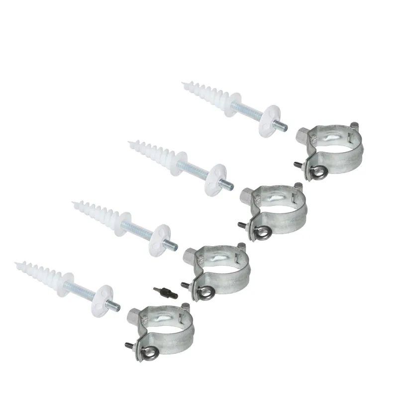 4 verzinkte Schellen M10 Fallrohrschelle ø60 mm Ablaufrohrschelle mit Thermodübel & Stockschrauben