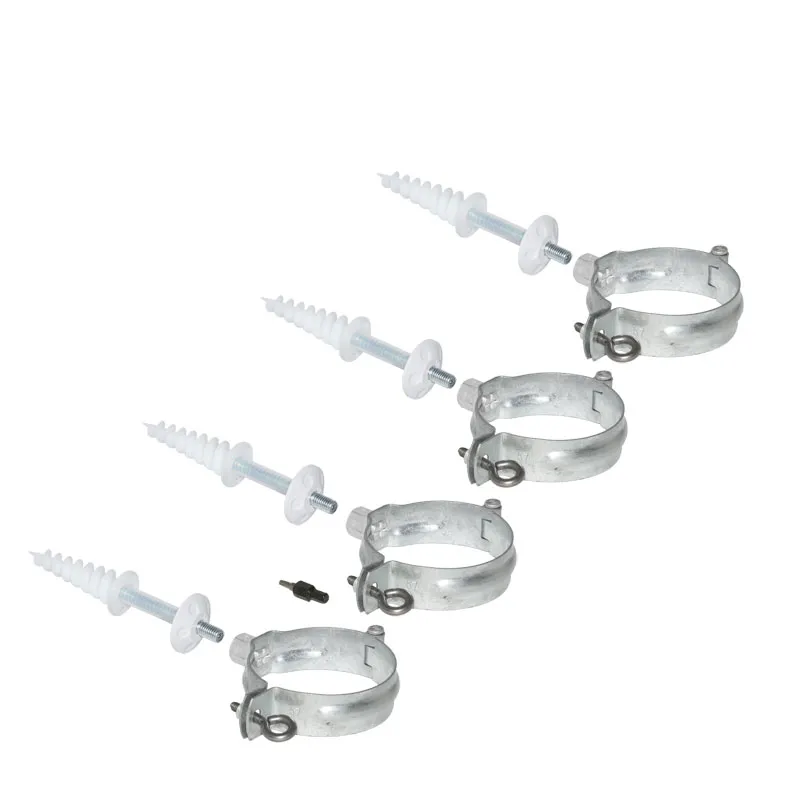 4 verzinkte Schellen M10 Fallrohrschelle ø87 mm Ablaufrohrschelle mit Thermodübel & Stockschrauben
