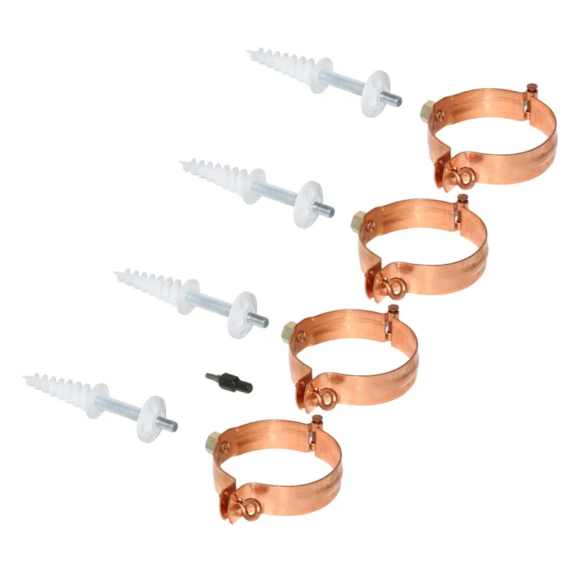 4 Kupfer Schellen M10 Fallrohrschelle ø100 mm Ablaufrohrschelle mit Thermodübel & Stockschrauben