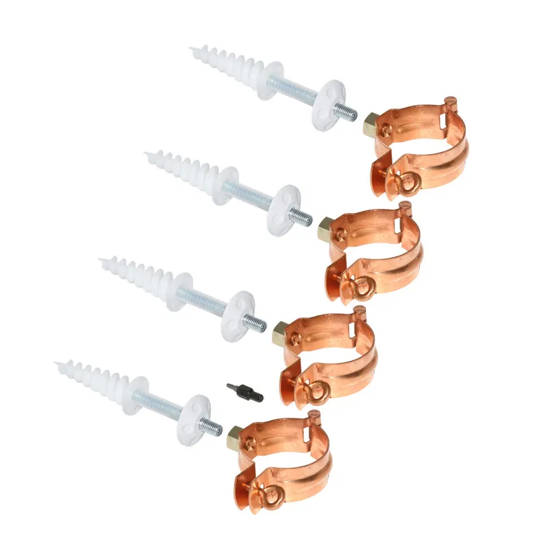 4 Kupfer Schellen M10 Fallrohrschelle ø60 mm Ablaufrohrschelle mit Thermodübel & Stockschrauben