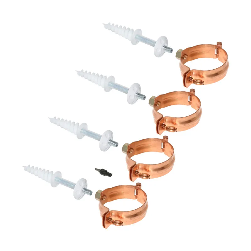 4 Kupfer Schellen M10 Fallrohrschelle ø80 mm Ablaufrohrschelle mit Thermodübel & Stockschrauben