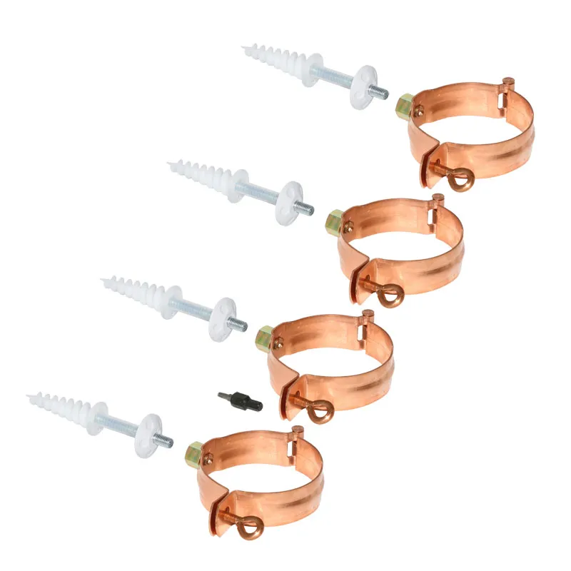 4 Kupfer Schellen M10 Fallrohrschelle ø87 mm Ablaufrohrschelle mit Thermodübel & Stockschrauben
