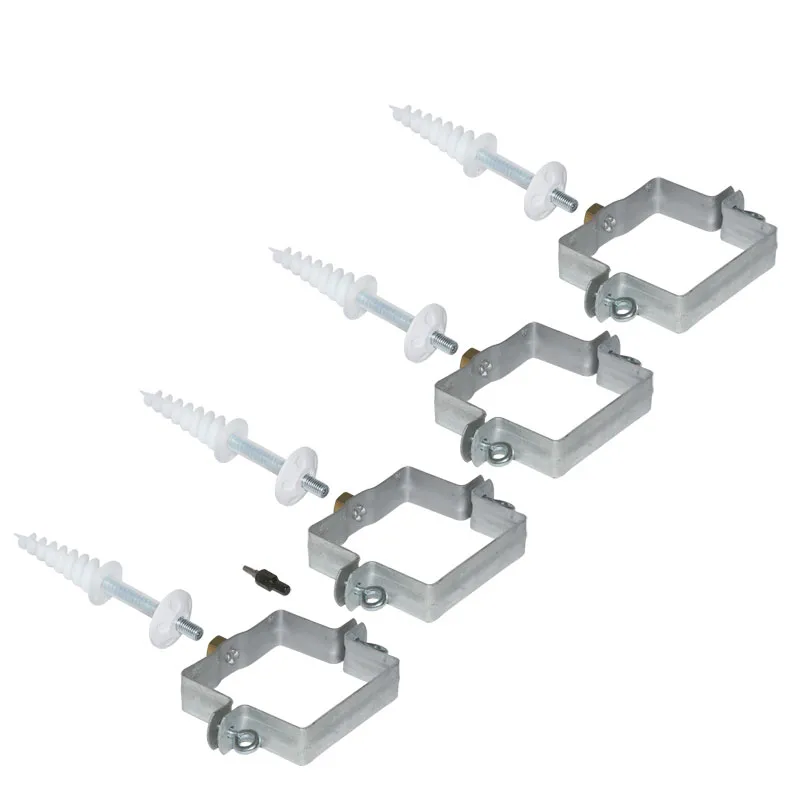 4 verzinkte Schellen M10 Fallrohrschelle 100x100 Ablaufrohrschelle mit Thermodübel & Stockschrauben