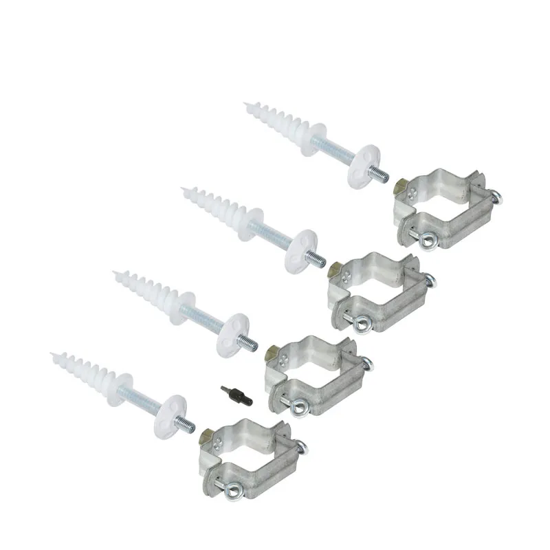 4 verzinkte Schellen M10 Fallrohrschelle 60x60 Ablaufrohrschelle mit Thermodübel & Stockschrauben